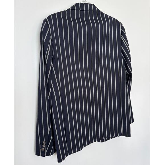 Crombie 2000s Navy Pinstripe Wool Blazer Preppy Chic 38R - Picture 10 of 12